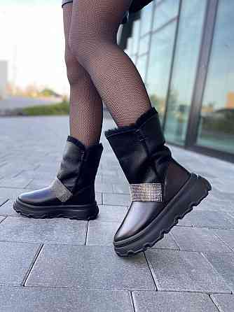 Marko Угги жіночі DE MARKO чорні натуральна шкіра зима висота 12 см (4881) Коломия