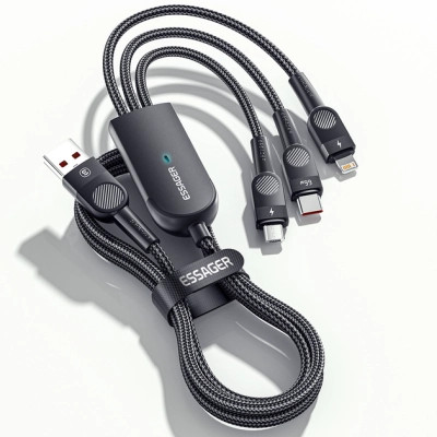 Дата кабель USB 2.0 AM to Lightning + Micro 5P + Type-C 1.2m 66W black Essager (EXCMTL-XJ01) Вінниця - фото 4