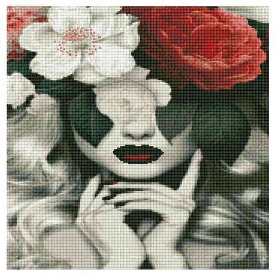 Алмазна мозаїка "Дівчина з квітами" Strateg GA0013 50х50 см Вінниця