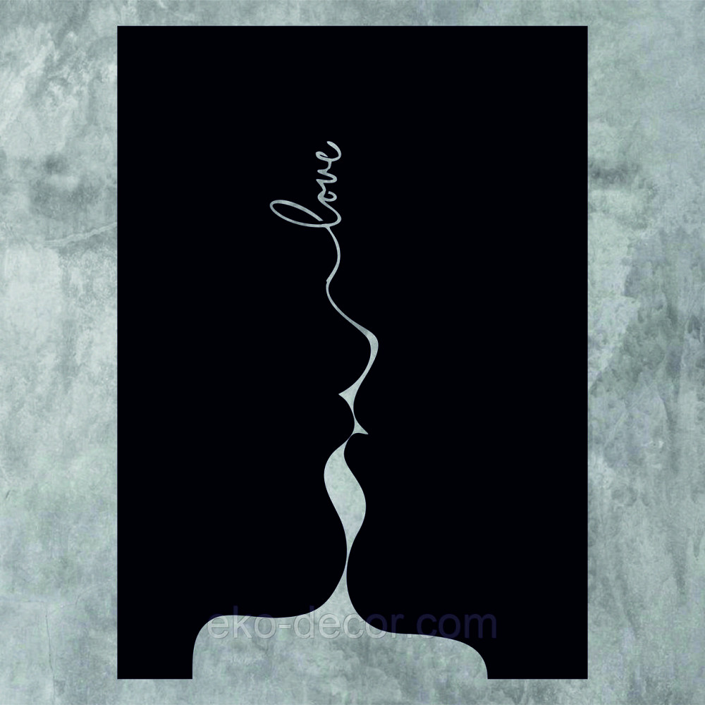 Декоративне настінне 3D Панно «Силует пари», Декор на стіну з об'ємом 90*64 см, Чорний Київ - фото 7