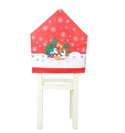 Новогодний чехол на стул Снеговики 1 штука 48 на 55 см разноцветный Киев - изображение 2