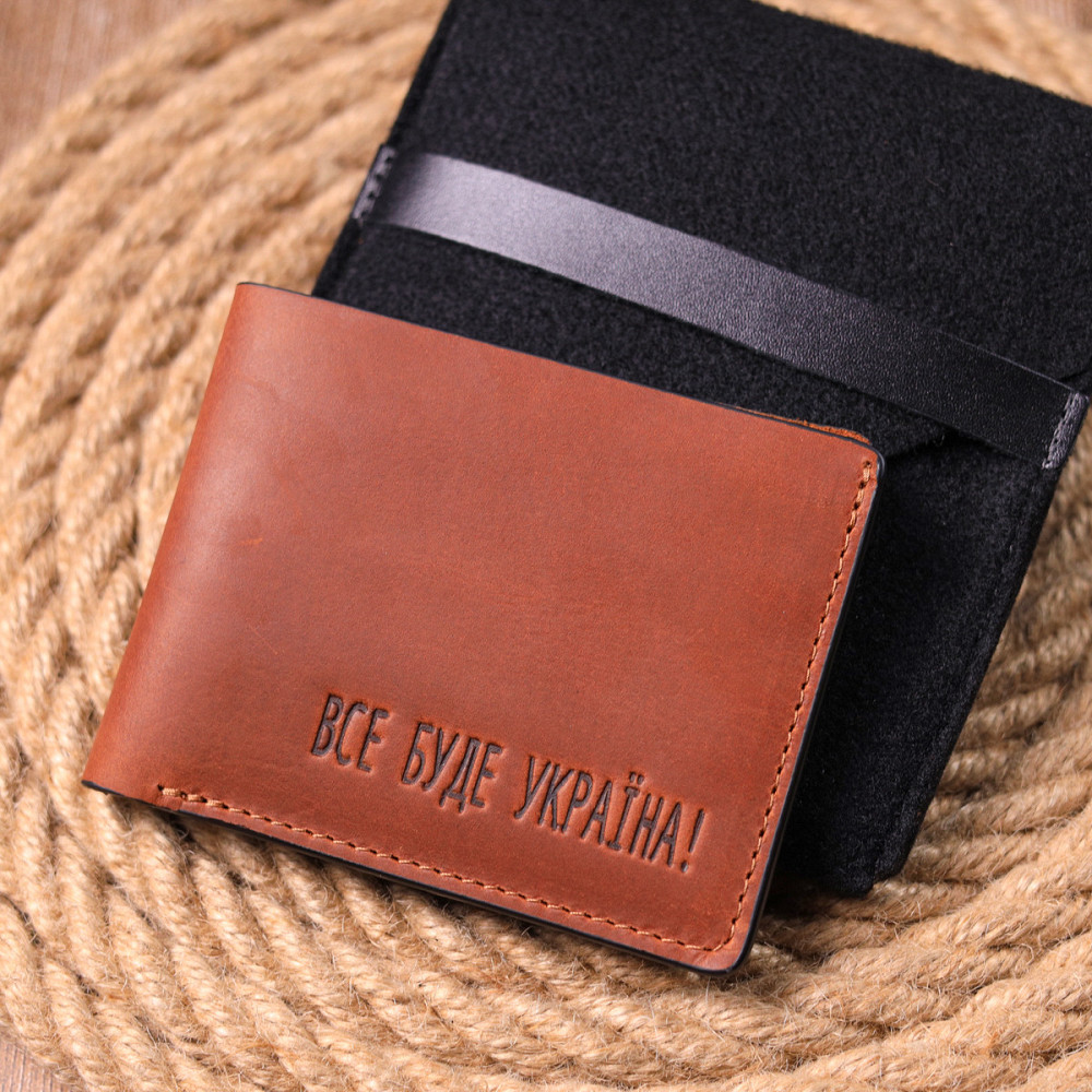 Надежный мужской кожаный кошелек в два сложения Украина GRANDE PELLE 16738 Светло-коричневый Киев - изображение 10