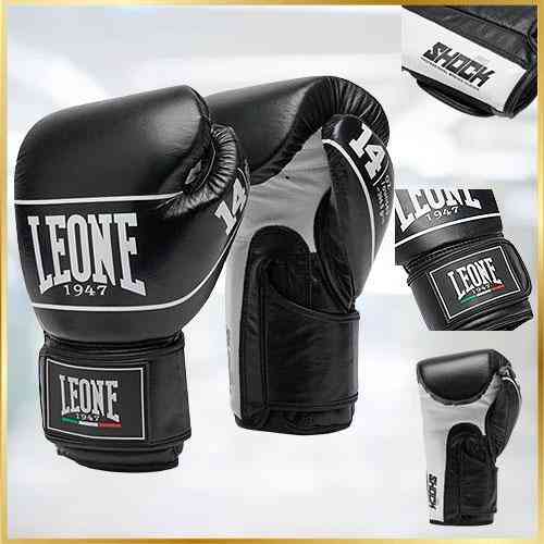 Перчатки боксерские для бокса и единоборств черные из натуральной кожи профессиональные оригинальные Leone Shok Pro Black 10 унций Киев