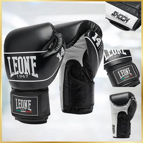 Перчатки боксерские для бокса и единоборств черные из натуральной кожи профессиональные оригинальные Leone Shok Pro Black 10 унций Киев - изображение 1