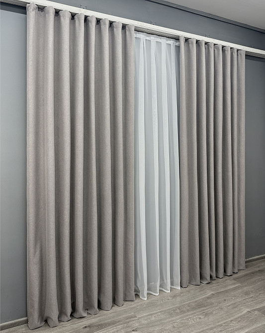 Комплект готових штор VR-Textil Блекаут двосторонній ASHEN NIGHT № 1848ш Кавово-сірий 150х290 см 2 шт (33-0890) Київ - фото 4