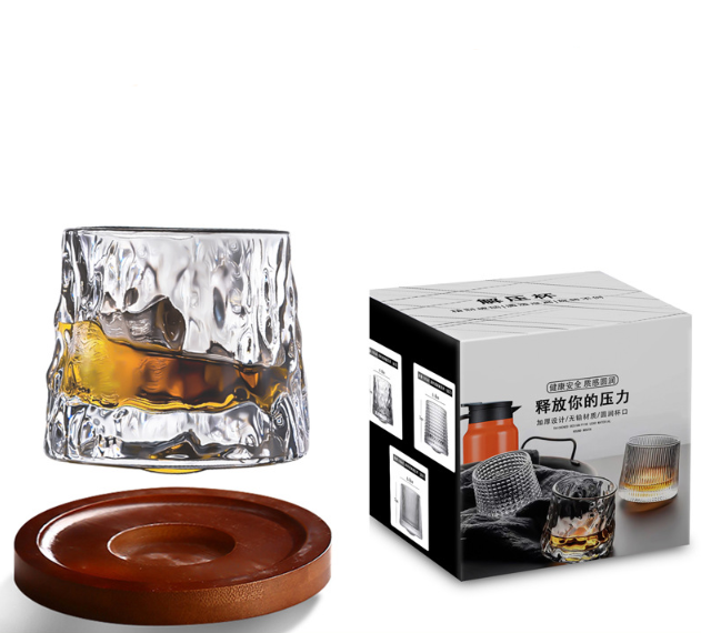 Келих-доф для віскі, що обертається на дерев'яній підставці, склянка Дзиґа Кременчук - фото 1