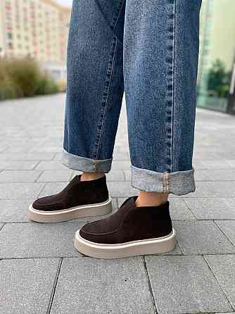 Лоферы женские GREMMY шоколадные натуральная замша высота подошвы 3/4 см высота пятки 8 см разм Коломия