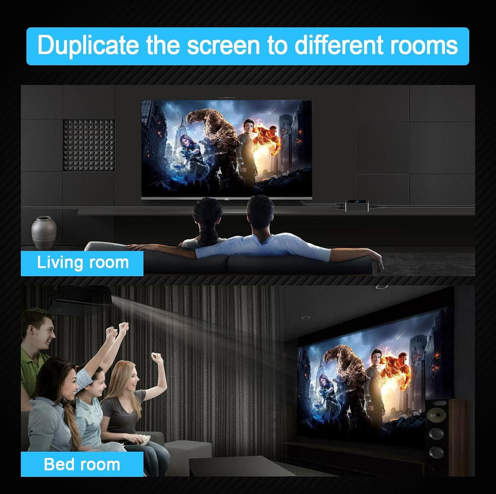 HDMI спліттер 1x2 4K HDR Dolby Vision Atmos HDCP2.2 60Hz 4:4:4 18Gbps з Downscaler та синхронізацією 1080p для Xbox PS5 Roku Київ - фото 5