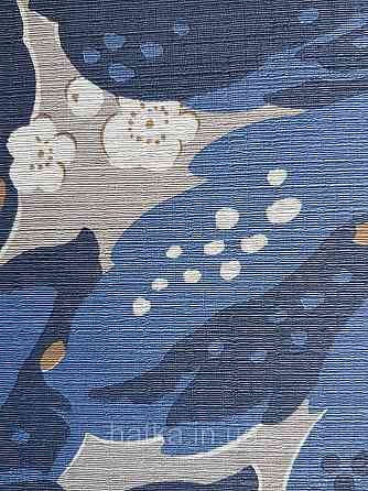 Шпалери флізелінові еко Casadeco Five o'clock 0.53х10 листя великі квіти сині коричневі на бежевому під тканина Київ