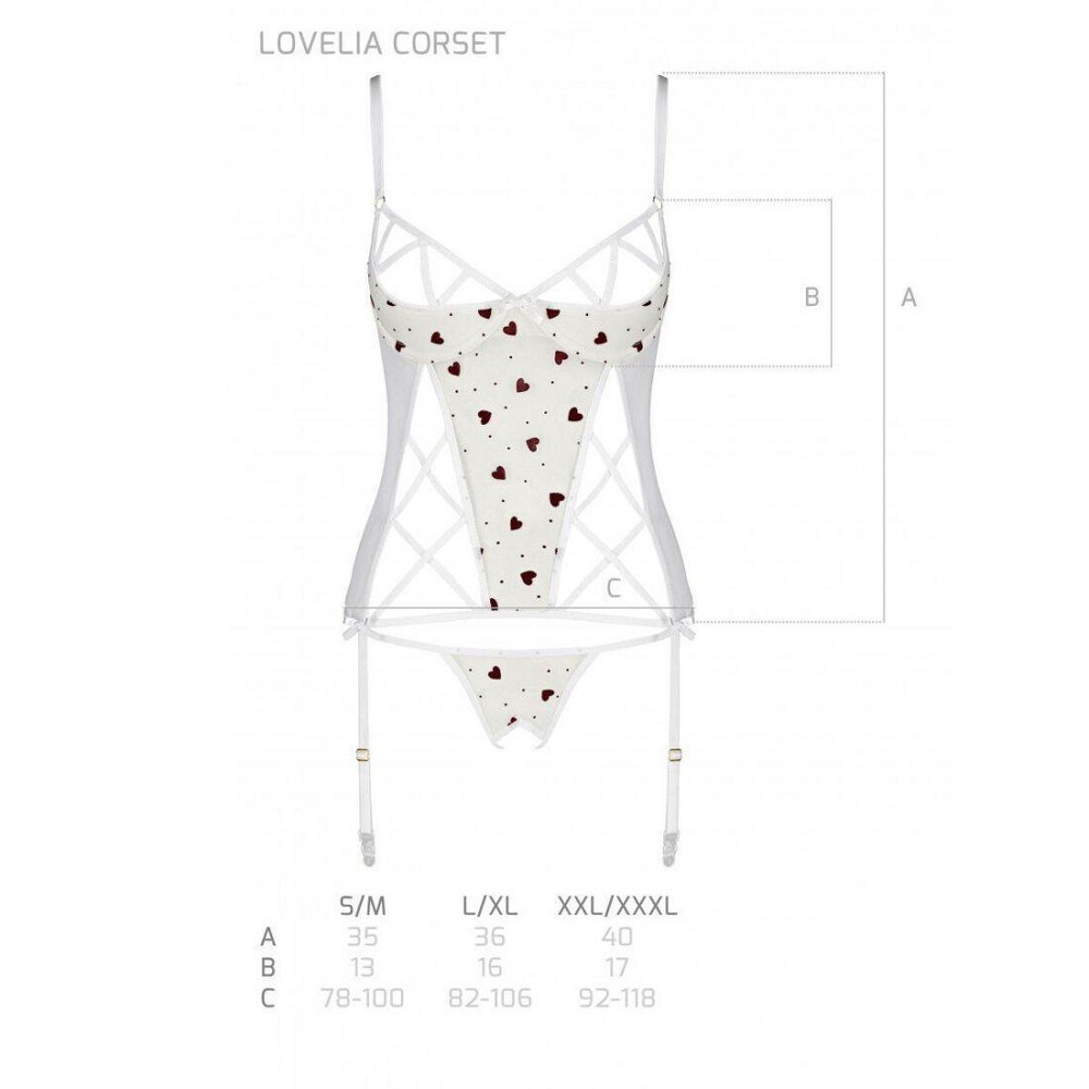 Корсет з підв'язками, стрінги Passion LOVELIA CORSET XXL/XXXL, white Sex Aura Київ - фото 7