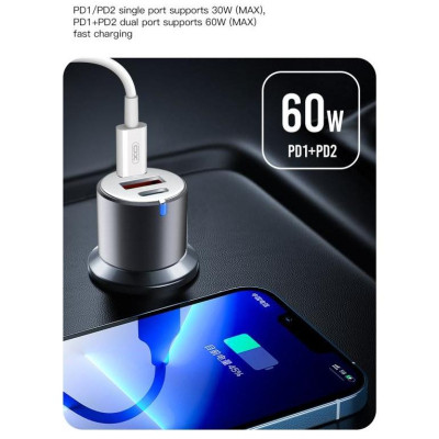 Зарядний пристрій XO CC45 1 USB QC 3.0 + 2 Type-C PD (60W) Black (XO-CC45-BK) Вінниця - фото 7