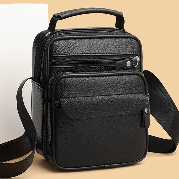 Чорна чоловіча шкіряна сумка через плече 86802 Київ - фото 8