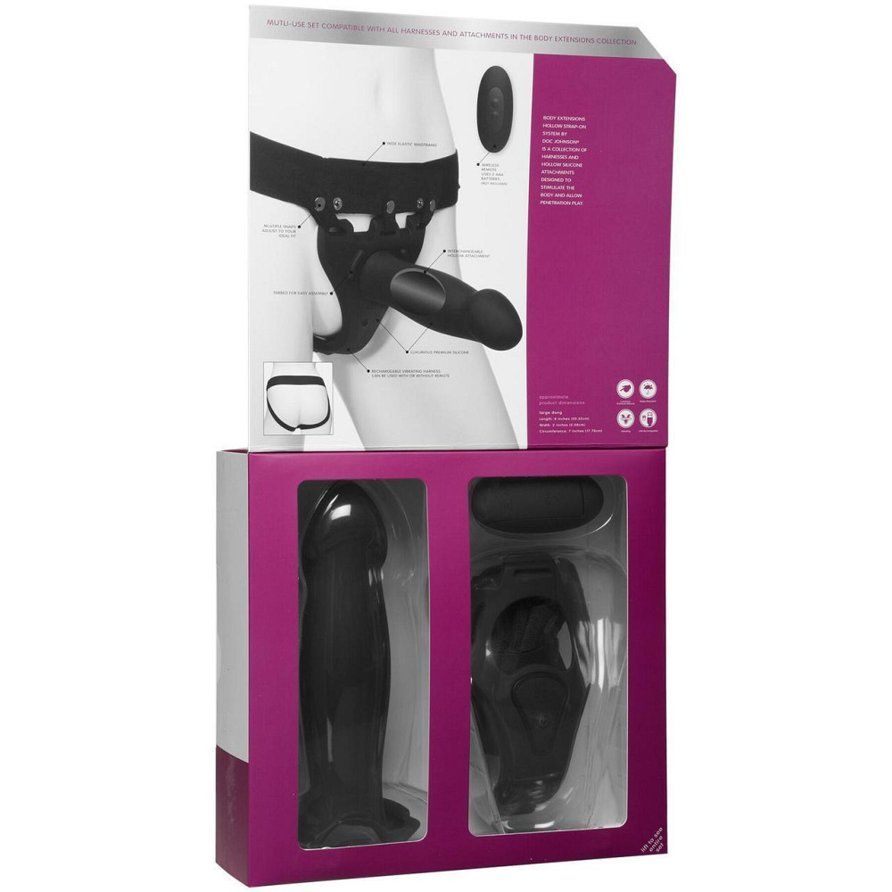 Страпон унісекс Doc Johnson Body Extensions – Be Risque, вібрація, пульт керування, порожня насадка Sex Aura Київ - фото 9