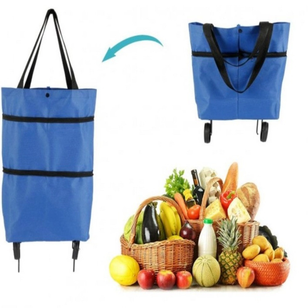 Сумка-візок на колесах 2в1,46х27х12 см,Синя SBR Київ - фото 1