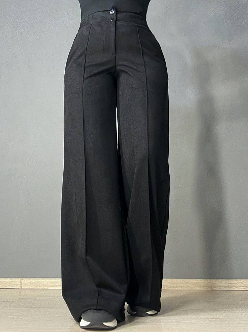 Брюки женские Gritana 234 палаццо под замшу черные, черный, S Киев - изображение 1