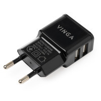 Зарядний пристрій Vinga 2 Port USB Wall Charger 2.1A (VCPWCH2USB2ABK) Киев - изображение 1