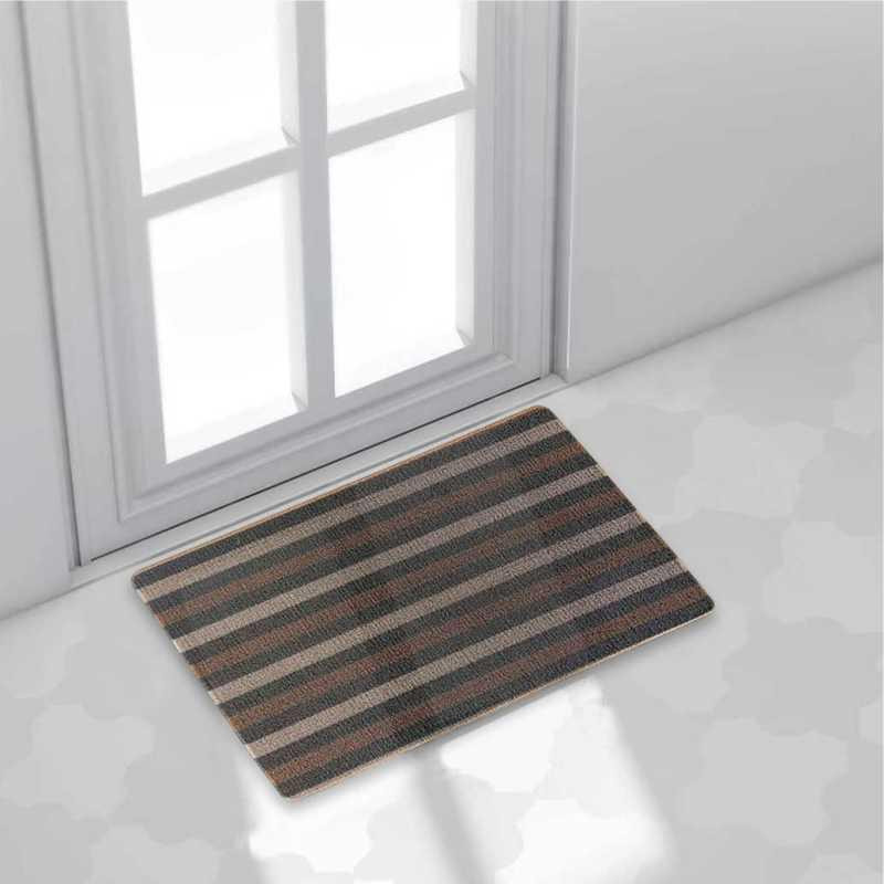 Дверной коврик Lovely Svi с петлевой щетиной 40 x 60 для внутреннего и наружного входа - Коричневая полоска Киев - изображение 2