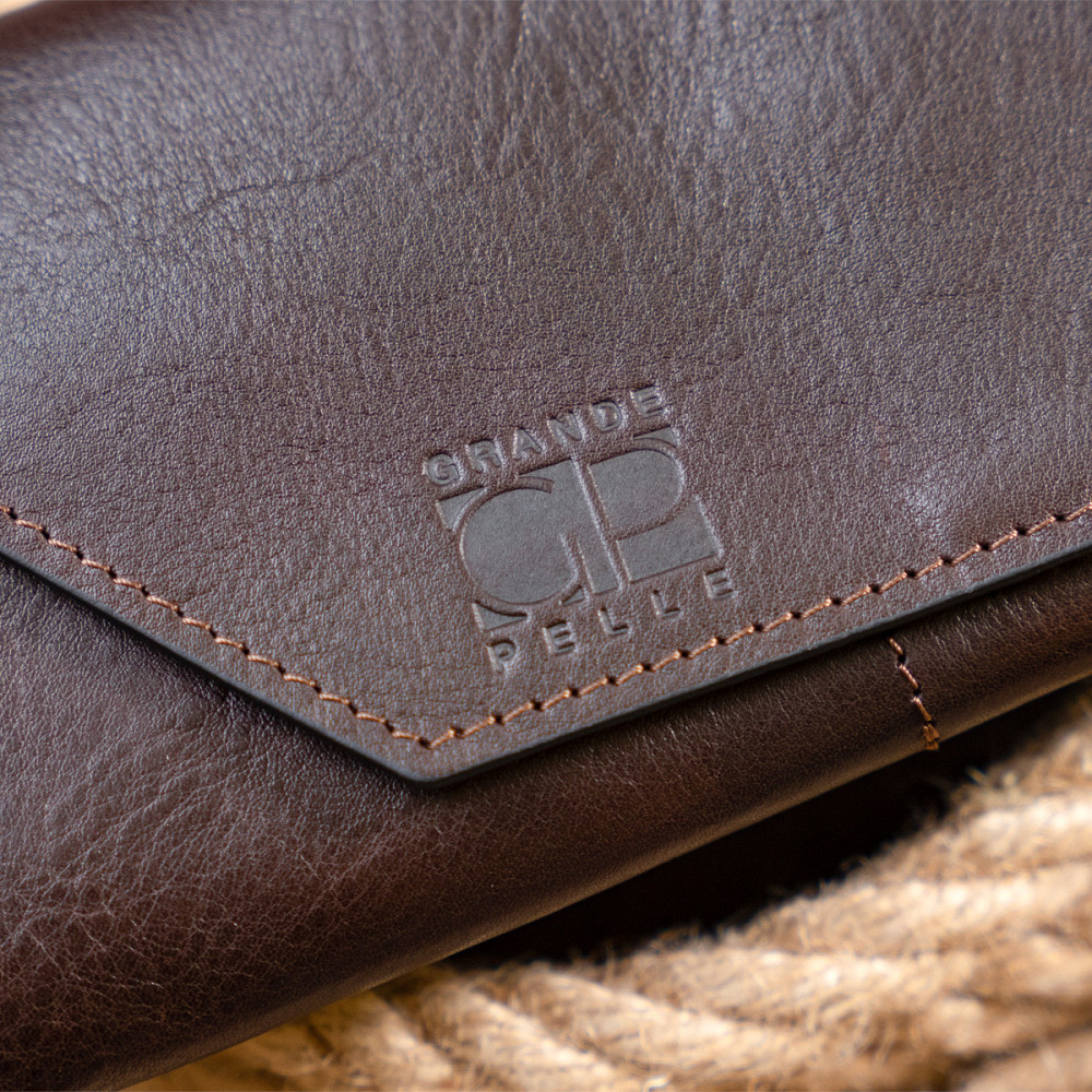 Горизонтальный клатч глянцевый на магните GRANDE PELLE 11317 Шоколадный Киев - изображение 2