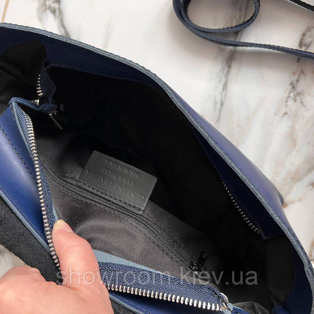 Жіноча сумка кроссбоді Laura Biaggi (04-139) шкіряна синя Київ - фото 3