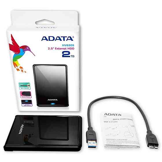 PHD External 2.5'' ADATA USB 3.2 Gen. 1 DashDrive Classic HV620S 1TB Slim Black Киев