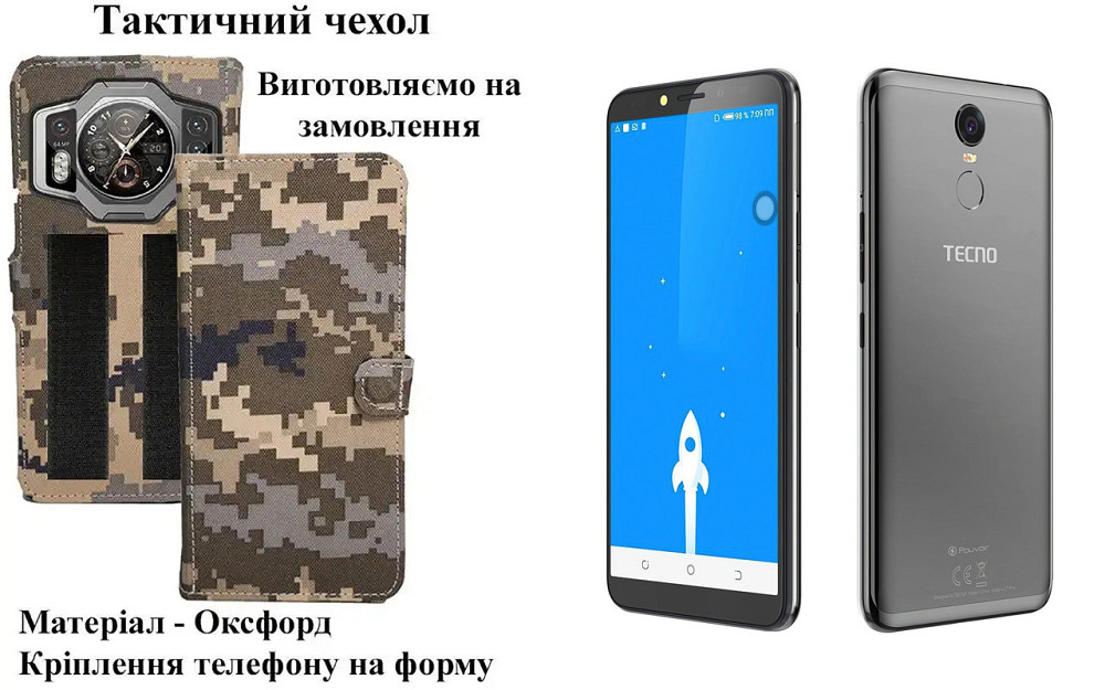 Тактический чехол для realme C11 2021, крепится к снаряжению на липучке Киев - изображение 1