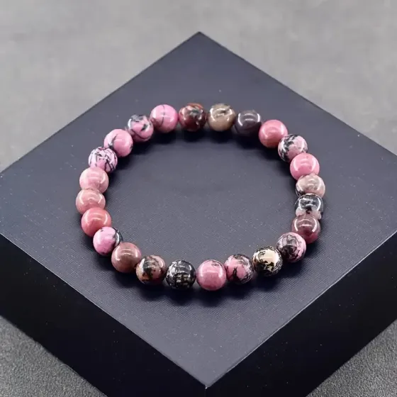 Браслет из родонита – натуральный камень гармонии и любви, бусины 8 мм Киев