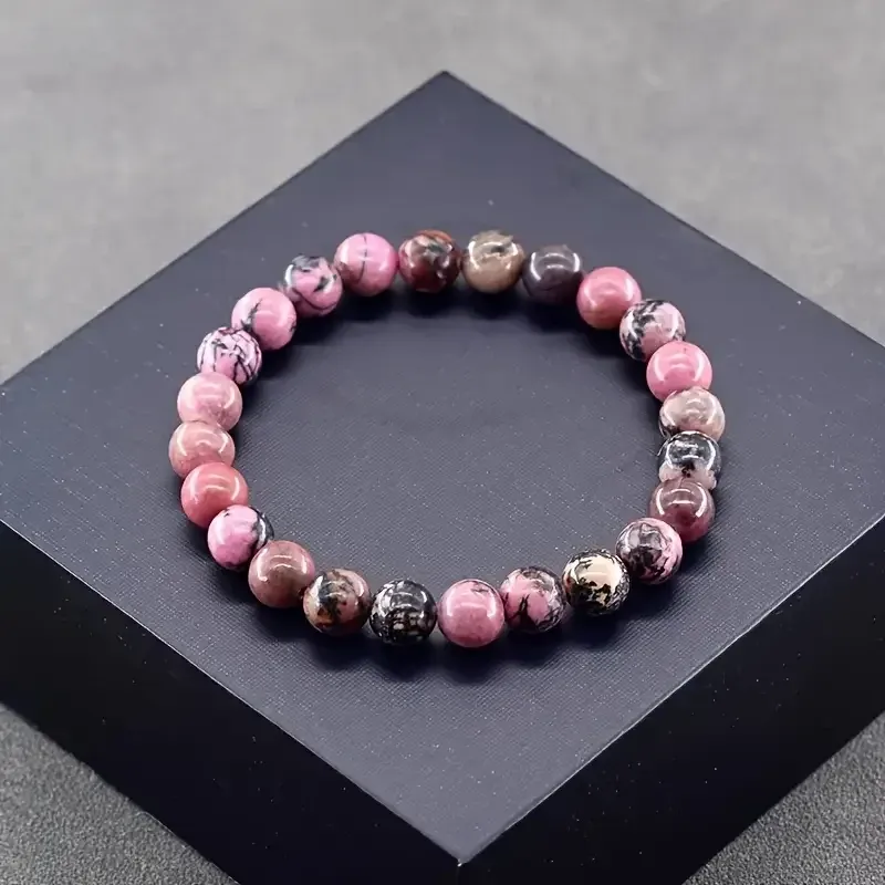 Браслет из родонита – натуральный камень гармонии и любви, бусины 8 мм Киев - изображение 2