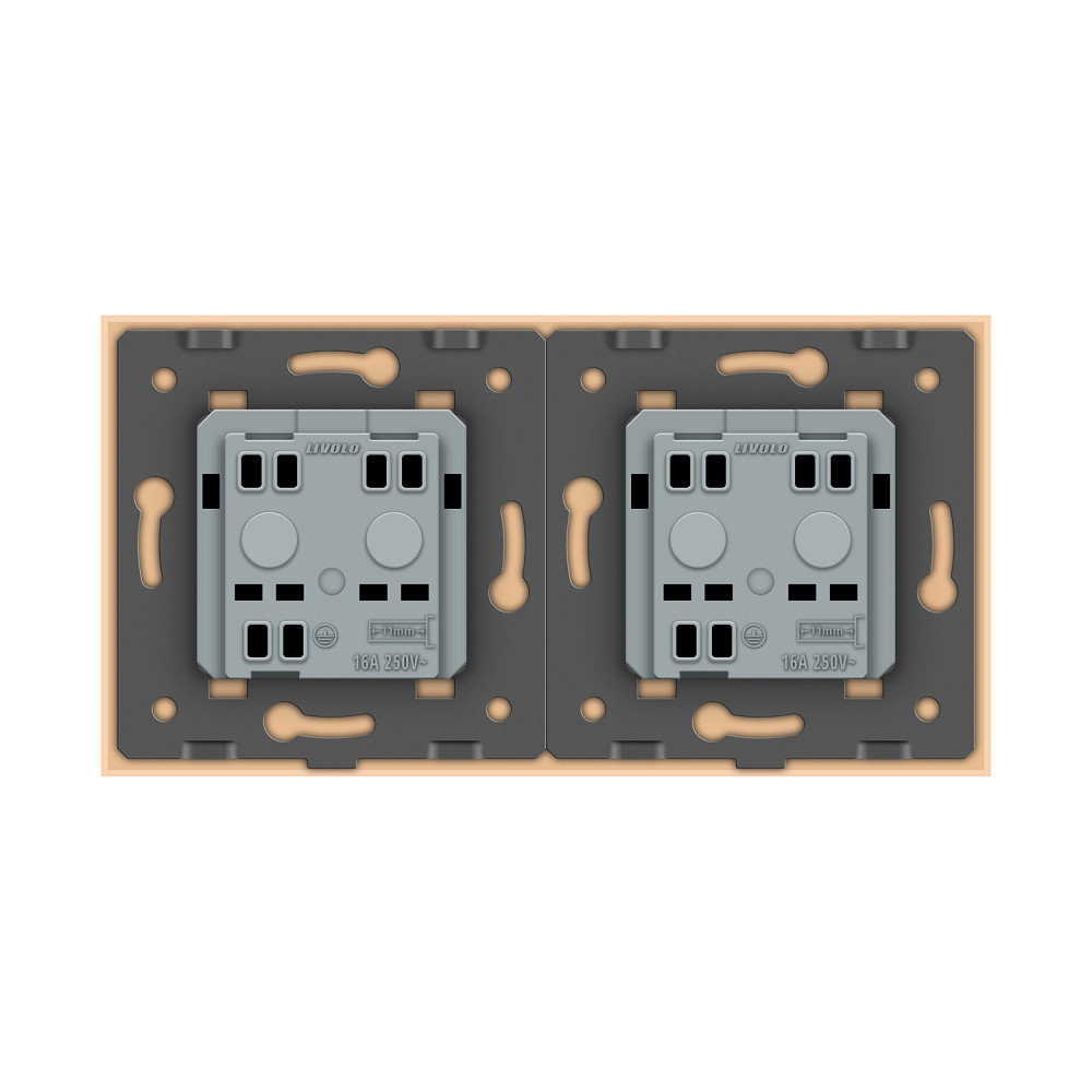 LIVOLO Розетка двомісна універсальна Livolo золотий скло (VL-C7FCT22-4AP) Коломия - фото 8