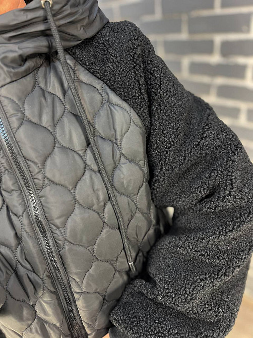 Куртка жіноча DARK SNOW 2355 стегана ркува штучне хутро з капюшоном збільшені розміри чорна, чорний, Одеса - фото 6