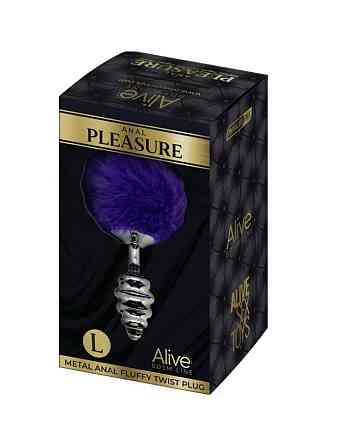 Анальная рельефная пробка Alive Anal Pleasure с темно-фиолетовым хвостом, М Sex Aura Киев