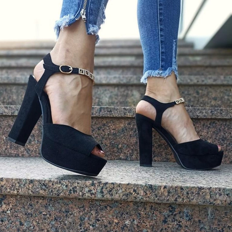 Жіночі Чорні Босоніжки на Каблуці Замшеві Модельні (розміри: 39,40) — 4-7 Дніпро - фото 7