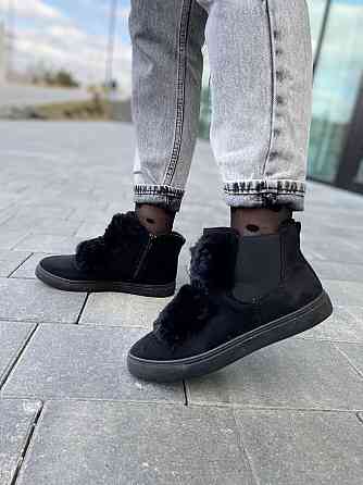 Женские ботинки LX17-219 черные эко-замша зима высота 11см размер 37-38 (1142) Коломия