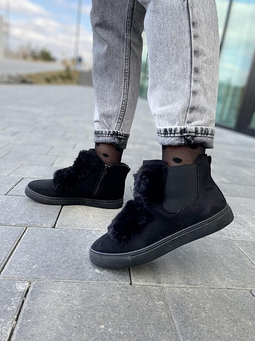 Женские ботинки LX17-219 черные эко-замша зима высота 11см размер 37-38 (1142) Коломыя - изображение 5