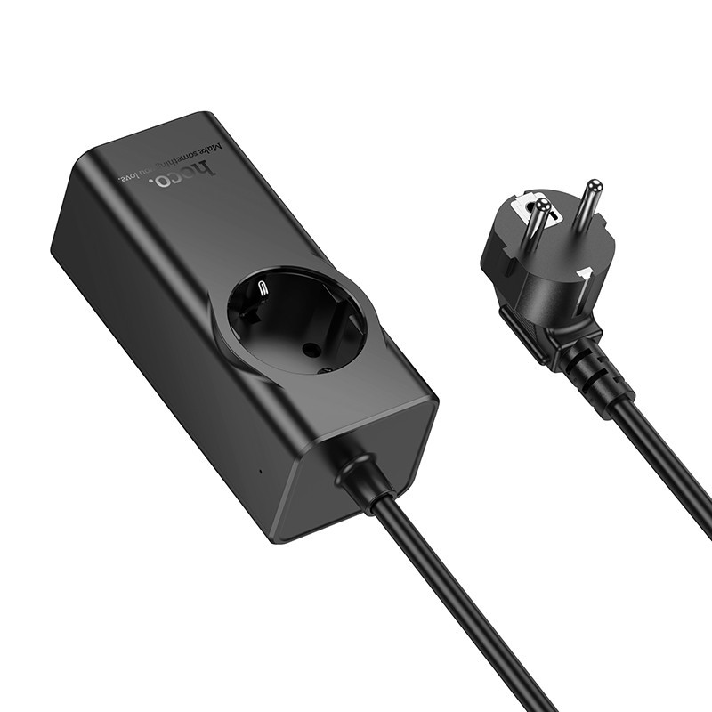 Сетевой удлинитель HOCO NS9 Wisdom 1-position (PD67W/3C1A) desktop socket (EU/GER) Black Одесса - изображение 3