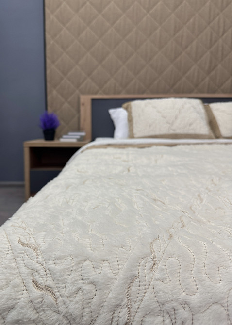 Покривало двостороннє з хутром 210x230 (+-10 см) і 2 наволочки колір кавовий з молочним (85-154) Київ - фото 6