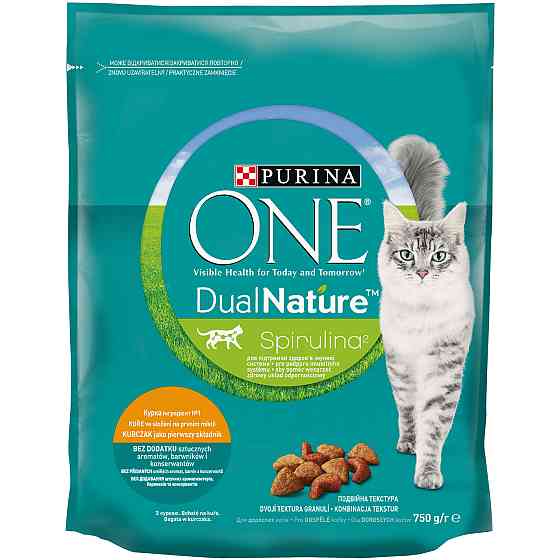 Сухий корм PURINA ONE Adult Dual Nature Spirulina для дорослих котів, з куркою, 750 г Київ