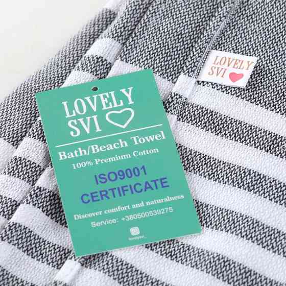 Полотенце пештемаль Lovely Svi хлопковое для ванной, отелей, SPA, саун, бани - XХL (100 x 180 см) Grey Stripes Киев