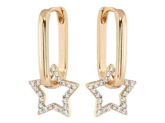 Серьги Позолота 18K подвески на колечках Звезды с цирконом 2 в 1 (203097) ТМ XUPING Киев
