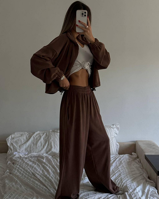 Жіночий теплий оверсайз костюм-двійка: кофта та штани турецький поліс фліс Моко Одеса - фото 2