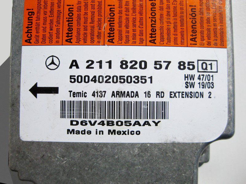 Mercedes-Benz  A2118205785 Блок управління подушок безпеки E-Class W211 CLS C219 Одесса - изображение 3