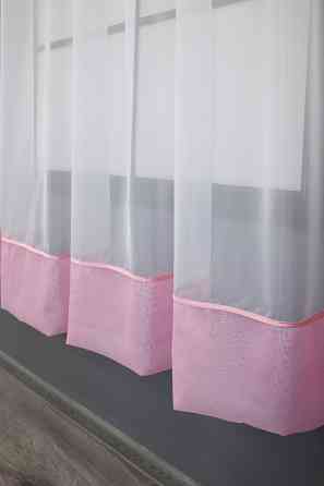 Кухонная занавеска VR-Textil № 047к розовый с белым 270х170 см (50-740) Киев