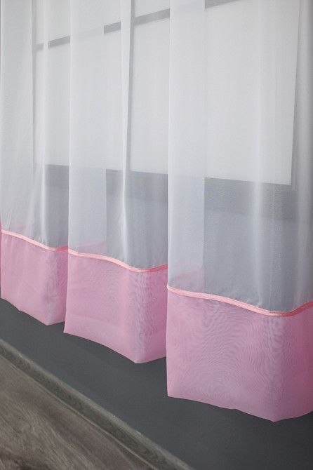 Кухонная занавеска VR-Textil № 047к розовый с белым 270х170 см (50-740) Киев - изображение 5