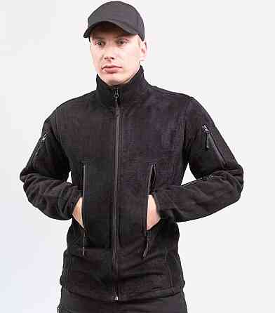 Чоловіча флісова кофта Flas на блискавці (Чорний) 3XL Вінниця
