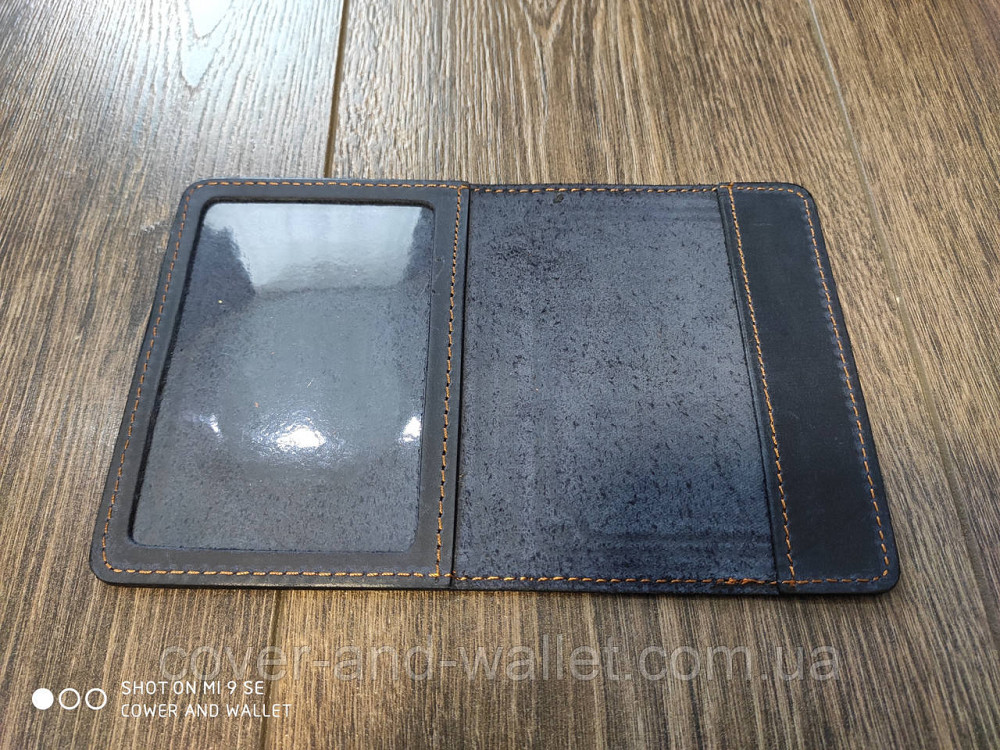 Обкладинка на посвідчення офіцера із вінтажної шкіри синього кольору Puos Київ - фото 3