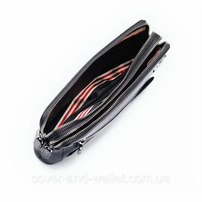 Солідна чоловіча барсетка на дві блискавки із натуральної шкіри Marco Coverna MC 8747-3 Black Київ - фото 8
