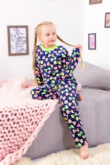 Піжама для дівчинки тепла (махра) топ Київ - фото 1