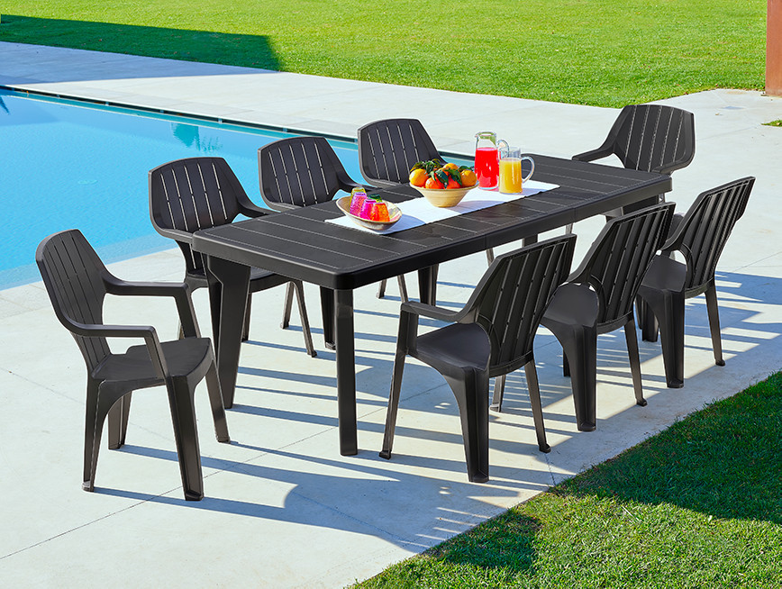 Стіл для саду пластиковий розсувний BICA Bergen, графіт Київ - фото 5