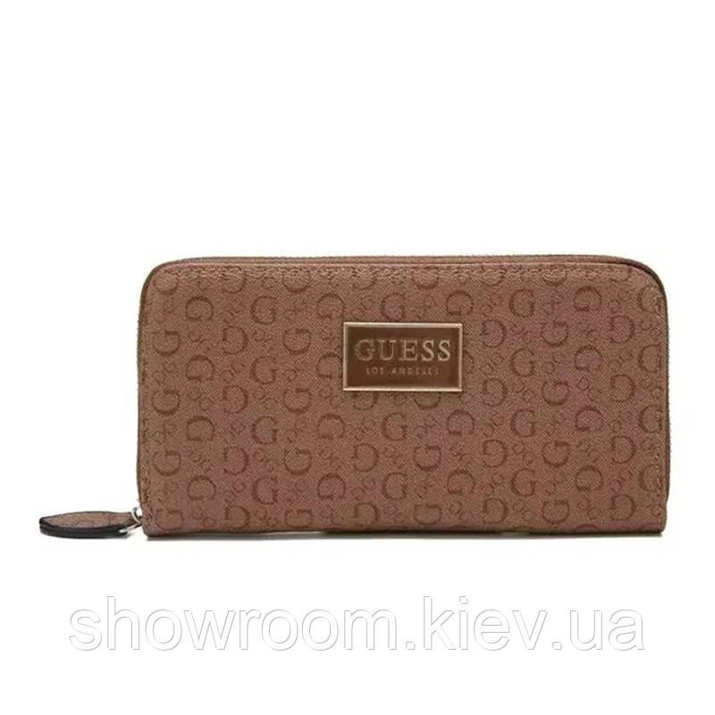 Женский брендовый кошелек на молнии Guess (7597) коричневый Киев - изображение 1