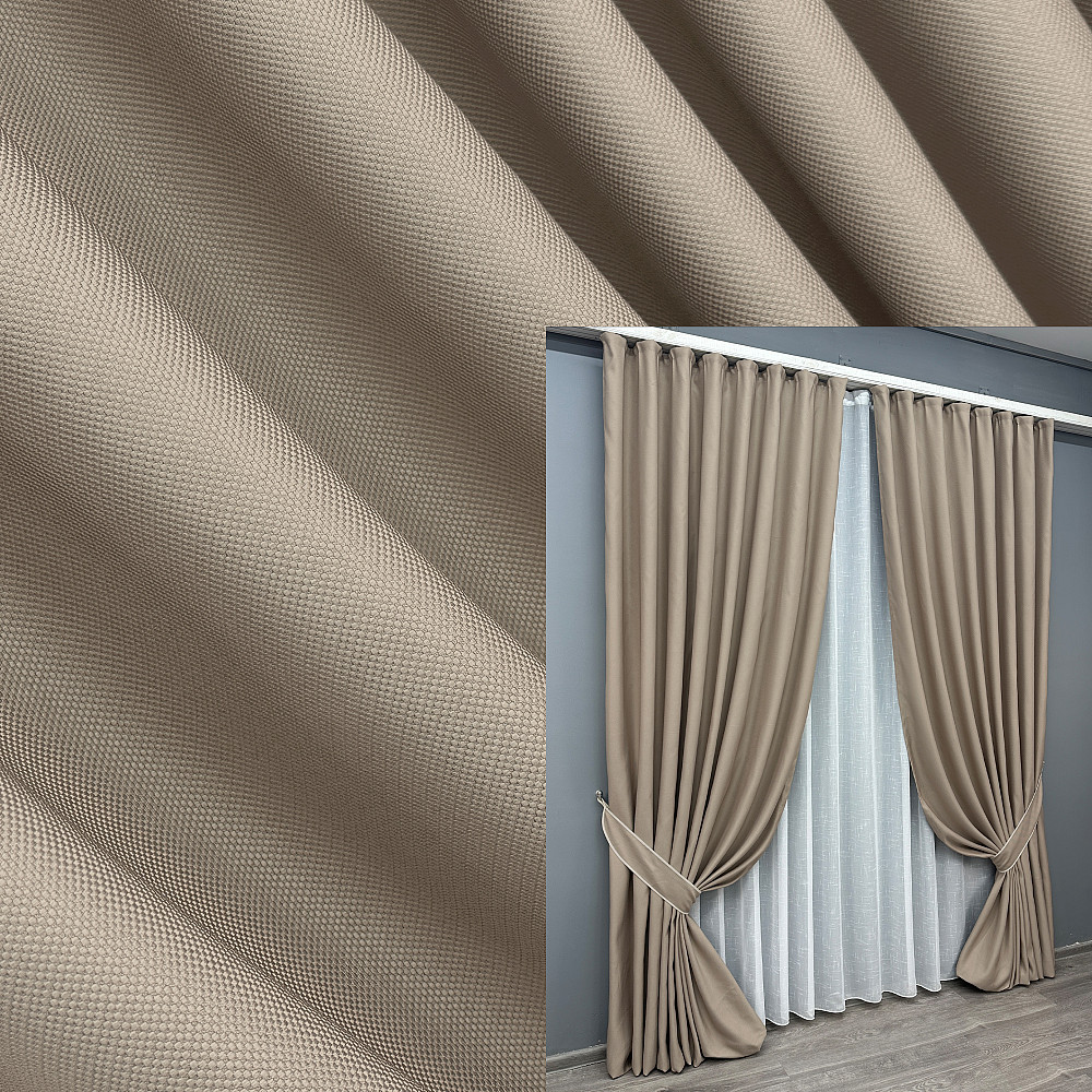 Комплект готовых штор VR-Textil Рогожка TERRA LUXE № 1858ш Бежевый 150х290 см 2 шт (33-0863) Киев - изображение 1