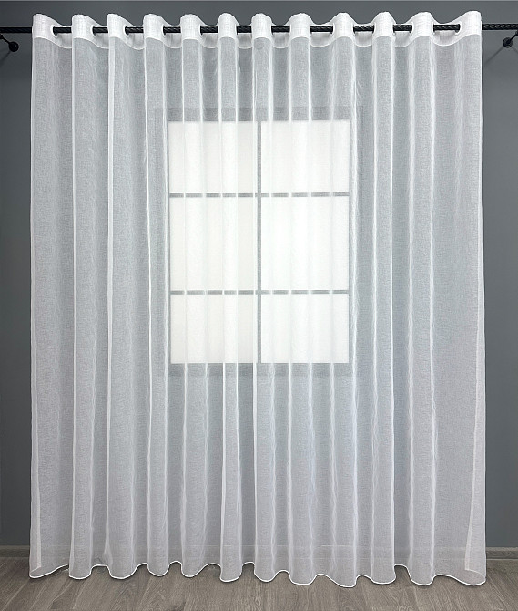 Тюль на люверсах VR-Textil 1276т Мікро-льон однотонний Білий 600х250 см (47-016) Київ - фото 2